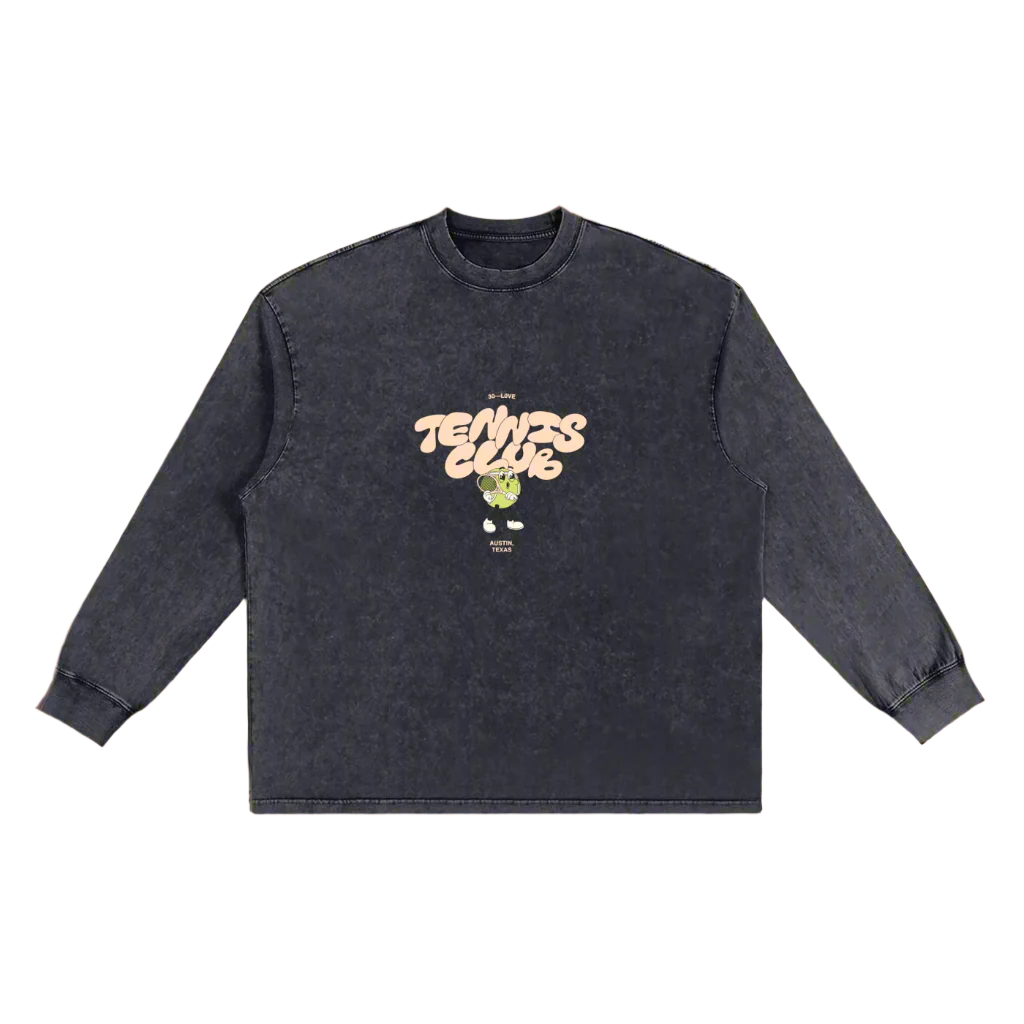 Court Fog snow-washed long sleeve tee in vintage grey tone